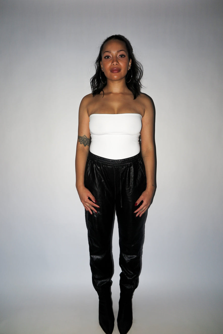 white basic bodysuit strapless tube top one piece leotard stretchy yunifz xalapa monterrey mexico slow fashion international global handmade