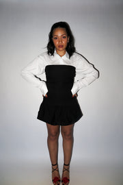 strapless black mini dress balloon skirt  bubble hem bodycon slim fit statement short puff poof tube dress drop waist flare everyday date night semi-stretchy lined form fitting international slow fashion mported independent designer brand small business sustainable ethical yunifz xalapa mexico