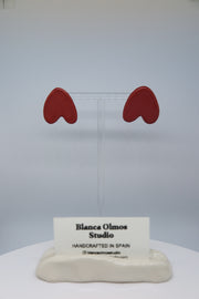 Blanca Olmos Studio Alma Earrings Red upside down heart shape hand made spain albacete stud ceramic stainless steel international slow fashion emerging designer global brand free delivery independent imported imitation costume jewelry accessory