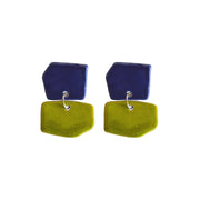 Blanca Olmos Studio Aura Earrings Blue Lime Green drop dangle geometric organic shape hand made spain albacete stud ceramic stainless steel international slow fashion emerging designer global brand free delivery independent imported imitation costume jewelry accessory