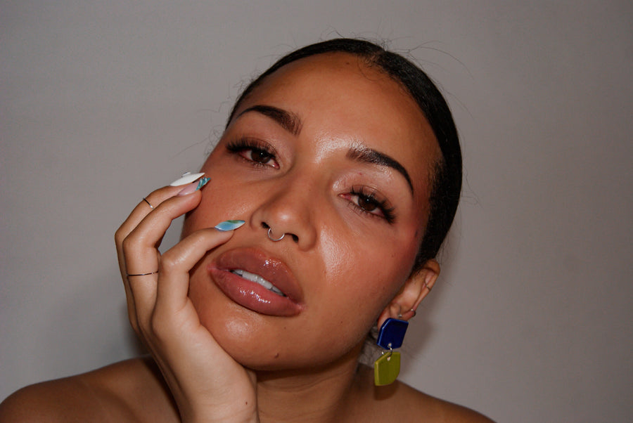 Blanca Olmos Studio Aura Earrings Blue Lime Green drop dangle geometric organic shape hand made spain albacete stud ceramic stainless steel international slow fashion emerging designer global brand free delivery independent imported imitation costume jewelry accessory