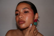Blanca Olmos Studio Aura Earrings Pink Turquoise drop dangle geometric organic shape hand made spain albacete stud ceramic stainless steel international slow fashion emerging designer global brand free delivery independent imported imitation costume jewelry accessory