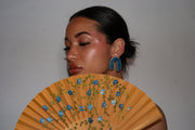 Blanca Olmos Studio Valentina Earrings Blue Speckled u shape hand made spain albacete stud drop pattern ceramic stainless steel international slow fashion emerging designer global brand free delivery independent imported imitation costume jewelry accessory