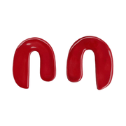 Blanca Olmos Studio Valentina Earrings Red u shape hand made spain albacete stud drop pattern ceramic stainless steel international slow fashion emerging designer global brand free delivery independent imported imitation costume jewelry accessory