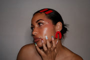 Blanca Olmos Studio Valentina Earrings Red u shape hand made spain albacete stud drop pattern ceramic hair clip red accessory barrette glazed glossy stainless steel international slow fashion emerging designer global brand free delivery independent imported imitation costume jewelry