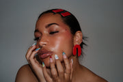 Blanca Olmos Studio Valentina Earrings Red u shape hand made spain albacete stud drop pattern ceramic hair clip red accessory barrette glazed glossy stainless steel international slow fashion emerging designer global brand free delivery independent imported imitation costume jewelry