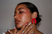 Blanca Olmos Studio Valentina Earrings Red u shape hand made spain albacete stud drop pattern ceramic stainless steel international slow fashion emerging designer global brand free delivery independent imported imitation costume jewelry accessory