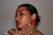 Blanca Olmos Studio Valentina Earrings Red u shape hand made spain albacete stud drop pattern ceramic stainless steel international slow fashion emerging designer global brand free delivery independent imported imitation costume jewelry accessory