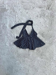 polka dot halter top cami blouse neck scarf semi-sheer black white multi strap multi way v-neck flowy yunifz xalapa monterrey mexico versatile slow fashion international global handmade