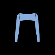 light pale baby blue activewear matching set bolero layering long sleeve stretchy pilates yoga tennis golf strength training everyday soft freedom light support gym clothes athleisure workout inala quito ecuador slow fashion international global handmade sustainable