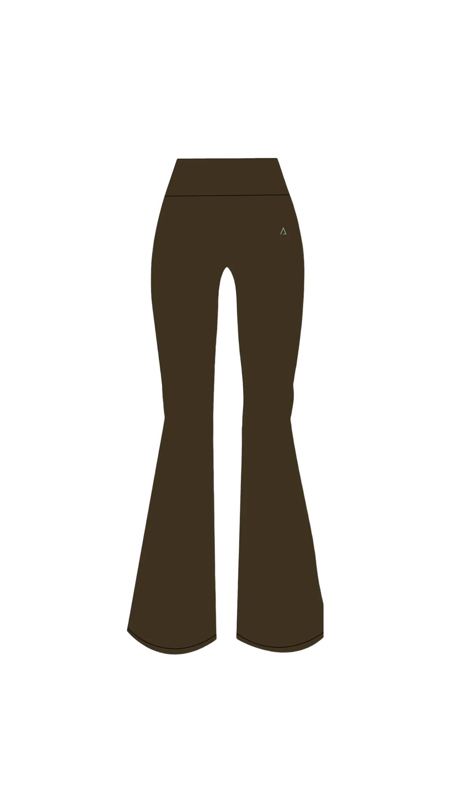 dark brown activewear matching set high waist waisted rise flare leggings contrast trim round neck minimal stretchy pilates yoga tennis golf strength training everyday soft freedom light support gym clothes athleisure workout inala quito ecuador slow fashion international global handmade sustainable