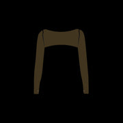 dark brown activewear matching set bolero layering long sleeve stretchy pilates yoga tennis golf strength training everyday soft freedom light support gym clothes athleisure workout inala quito ecuador slow fashion international global handmade sustainable