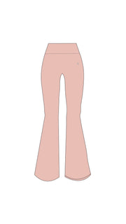 light pale baby pink activewear matching set high waist waisted rise flare leggings contrast trim round neck minimal stretchy pilates yoga tennis golf strength training everyday soft freedom light support gym clothes athleisure workout inala quito ecuador slow fashion international global handmade sustainable