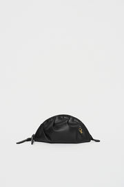 mini gyoza bag black purse handbag crossbody shoulder convertible gold hardware short strap adjustable long strap leather zipper madrid spain international fashion imported independent designer slow fashion brand