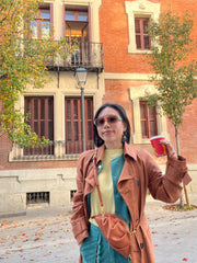 mini gyoza bag brown caramel purse handbag crossbody shoulder tan gold hardware wrist strap adjustable long strap leather zipper madrid spain international fashion imported independent designer slow fashion brand