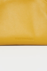 mini gyoza bag mustard yellow purse handbag crossbody shoulder convertible gold hardware short strap adjustable long strap leather zipper madrid spain international fashion imported independent designer slow fashion brand