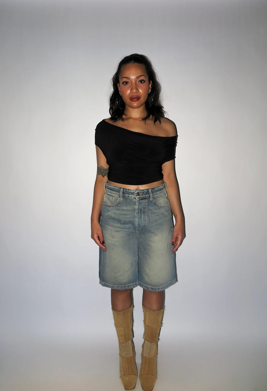 black halter top cowl neck multi way off shoulder asymmetric stretchy crop top yunifz xalapa monterrey mexico versatile slow fashion international global handmade