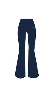 navy blue activewear matching set high waist waisted rise flare leggings contrast trim round neck minimal stretchy pilates yoga tennis golf strength training everyday soft freedom light support gym clothes athleisure workout inala quito ecuador slow fashion international global handmade sustainable